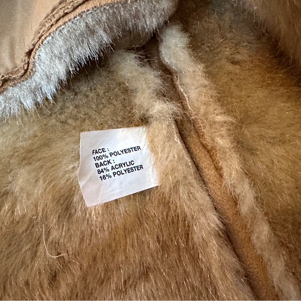 Vintage Y2K Gap Suede Hooded Winter Coat - Tan/Brown - Women’s XS / Girl’s XL - Picture 12 of 12